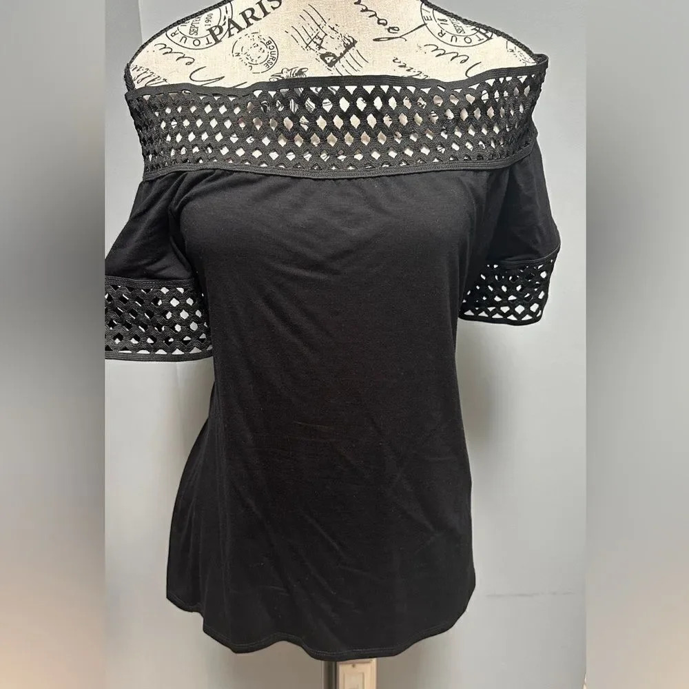 Montagne black sexy off the shoulder top.  Size medium.  NWOT